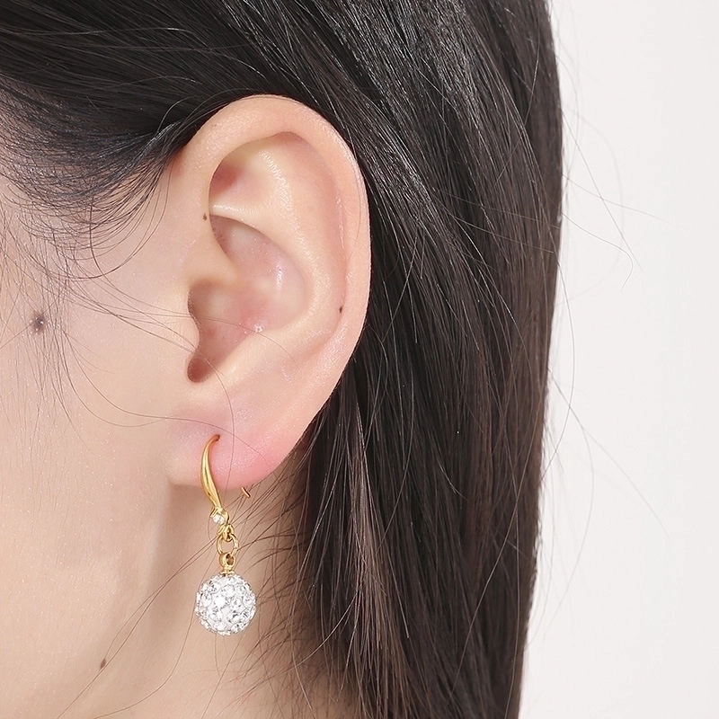 1 Pair Fashion Solid Color Plating Inlay 304 Stainless Steel Stainless Steel Satellite Stone Rhinestones 18K Gold Plated Drop Earrings
