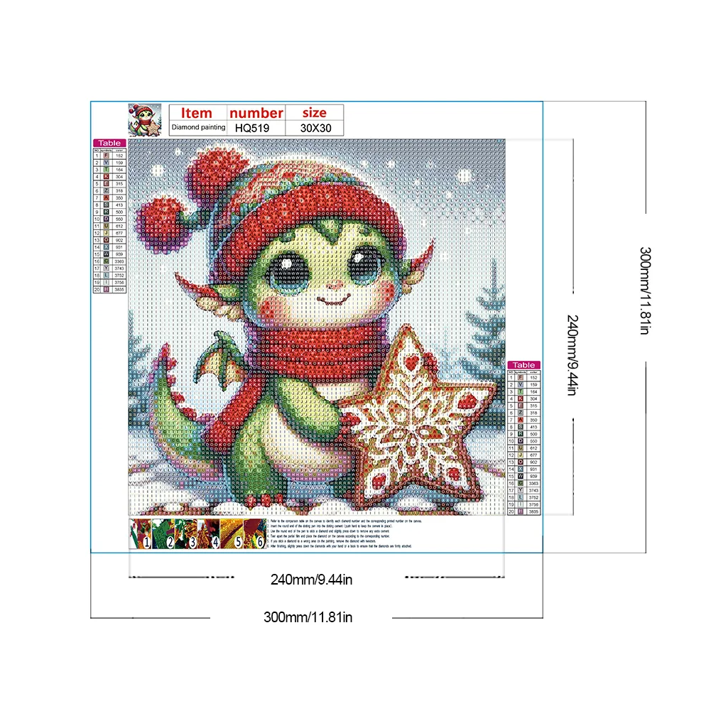 Full Round Diamond Painting 30*30cm - Dragon On The Snow