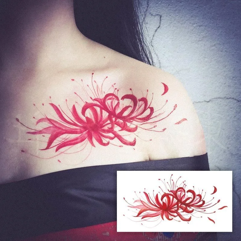 Sdrawing 4/5/9/10/18 PIeces Long Lasting Blue Flower Jewelry Tattoo Sticker Sexy Belly Block Scar Stretch Marks Waterproof Tattoo Sticker