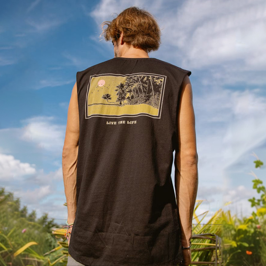 Men's Casual Live The Life Graphic Tank Top
