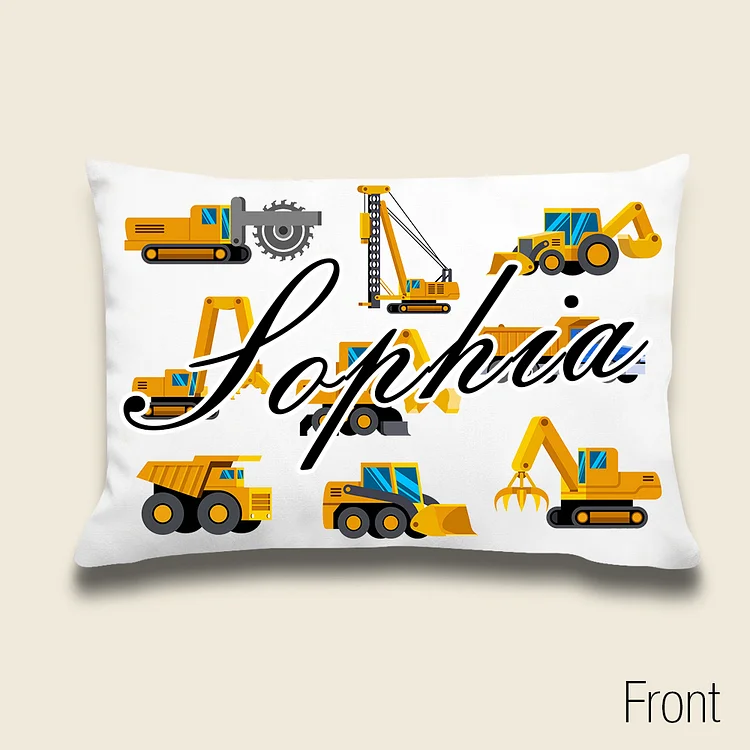BlanketCute-Personalized Lovely Bedroom Tractor Pillowcase with Your Kid's Name