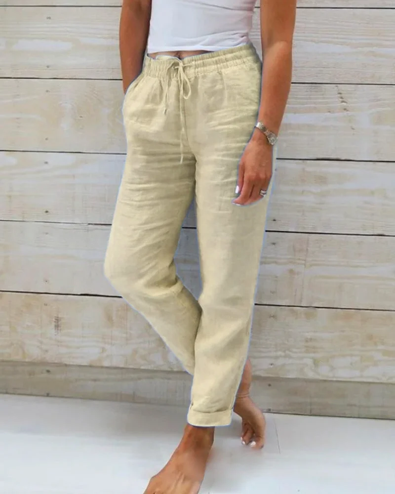 Casual  Solid Color Straight Leg Pant