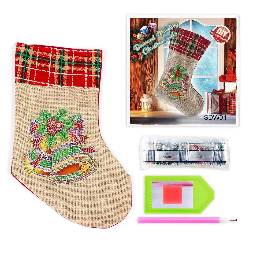 DIY Diamond Painting Christmas Socks