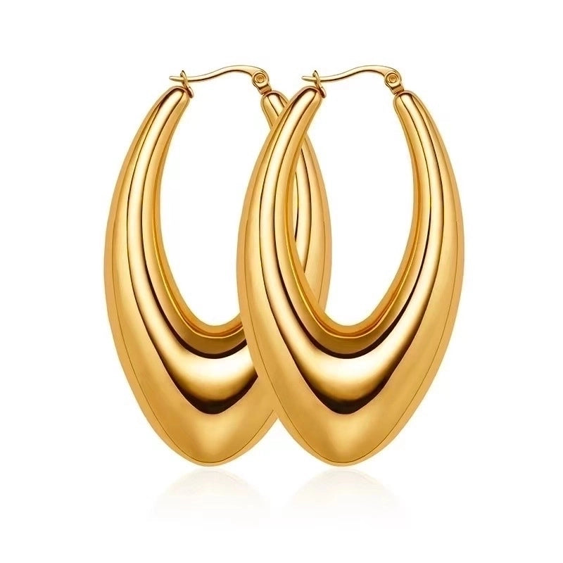 1 Pair Fashion Solid Color Plating 304 Stainless Steel 18K Gold Plated Earrings