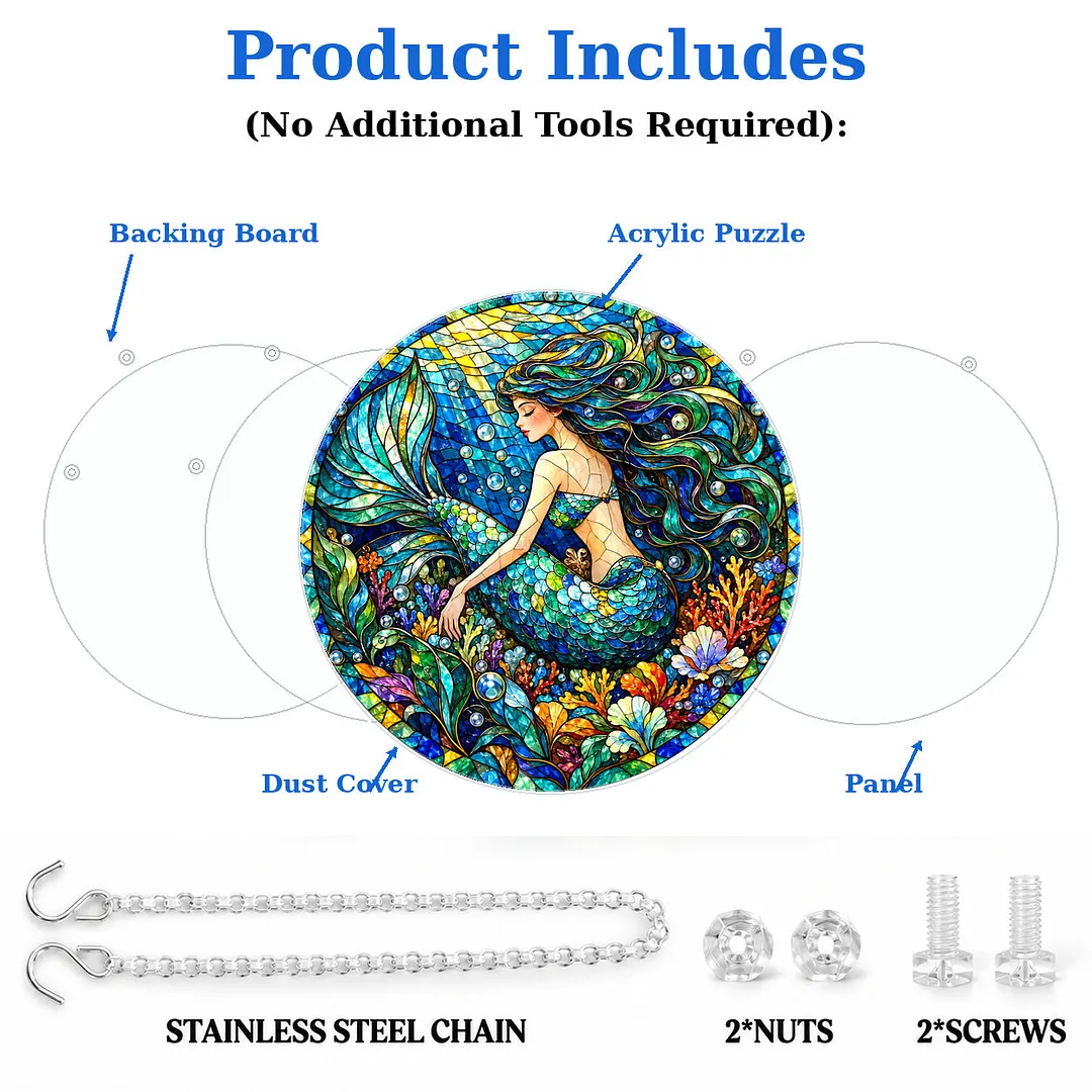 Enchanted Mermaid Stained Glass Suncatcher Puzzle