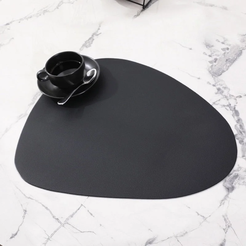 Large Leather Placemat Tableware Pad Oil Water Resistant Heat Insulation Non-Slip Tablemat Coaster Set for Kitchen Washable Cup