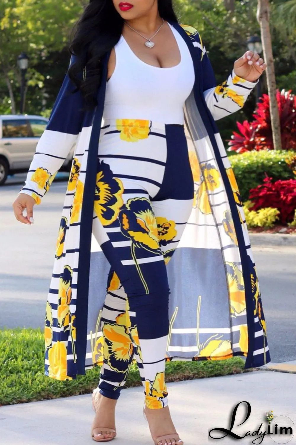 Camouflage Fashion Casual Street Vacation Print Printing cardigan Plus Size Two Pieces