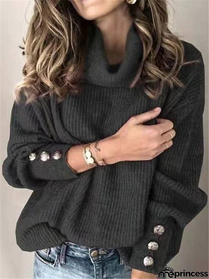 Women's Fashion Casual Solid Color Turtleneck Sweater