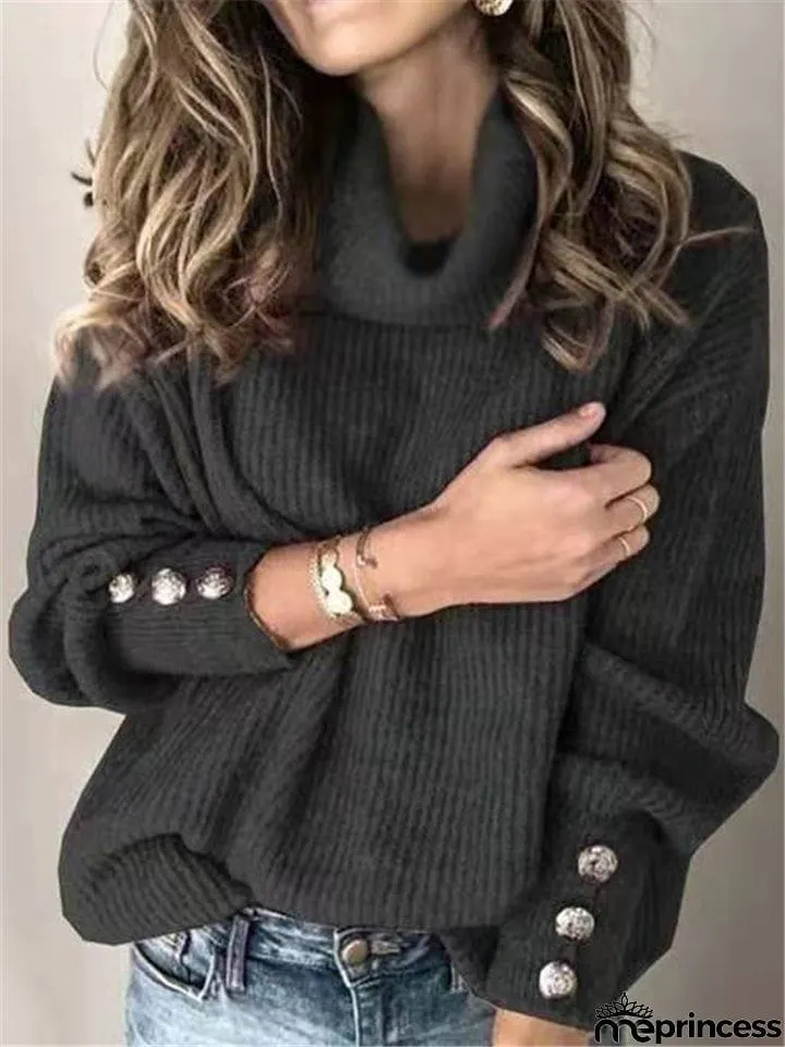 Women's Fashion Casual Solid Color Turtleneck Sweater