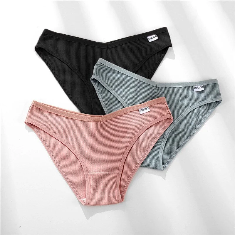 FINETOO M-2XL Women's Cotton Panties 3Pcs/Set Fashion Letter Underpants Female Low-rise Briefs Underwear Sexy Ladies Lingerie