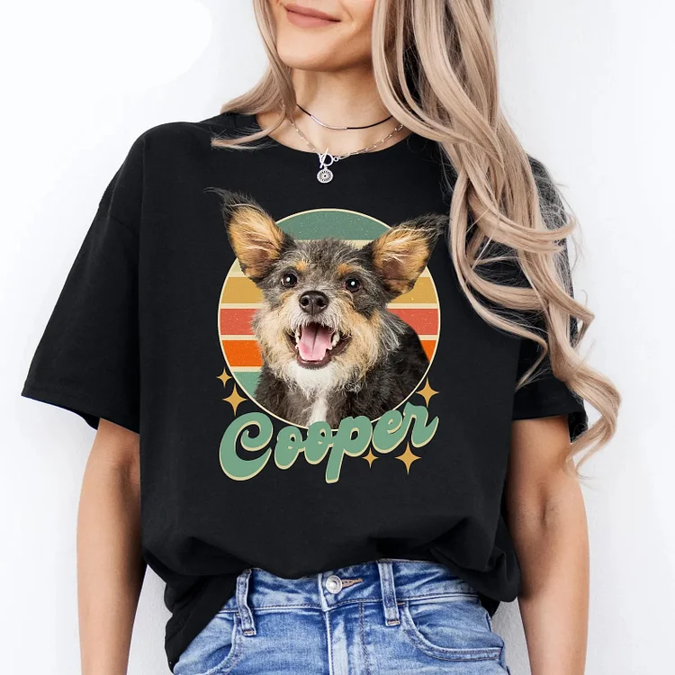 Personalized Vintage Pet Photo Unisex T-shirt, Pet Photo and Name Sweatshirt Hoodie