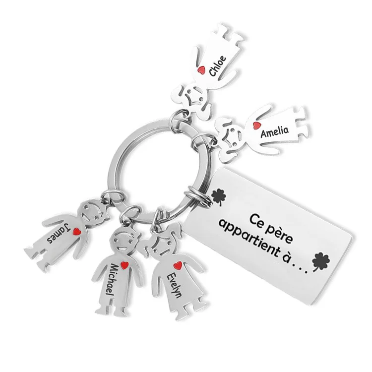 This father belongs to... Keychain with 5 names