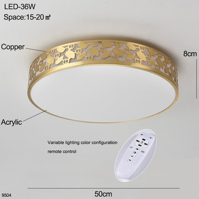 Modern Ceiling Light Living Room Copper Ceiling Lamp Bedroom Round Led Lamp Dining Room Gold Lighting Kitchen Brass Led Fixtures