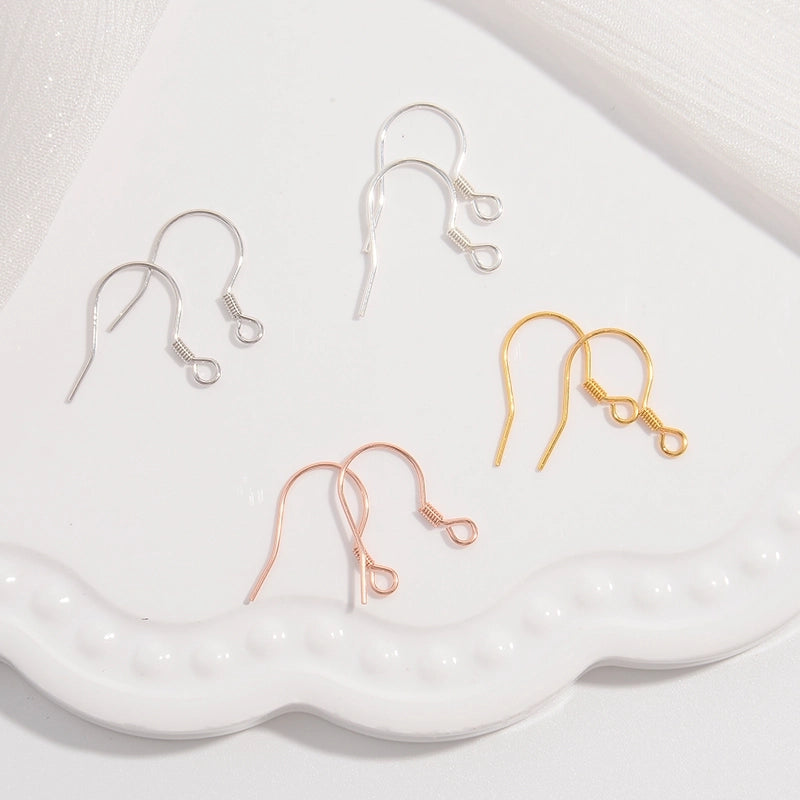 1 Pair 925 Sterling Silver 22K Gold Plated Rose Gold Plated Rhodium Plated Geometric Hook Earring Findings Jewelry Accessories