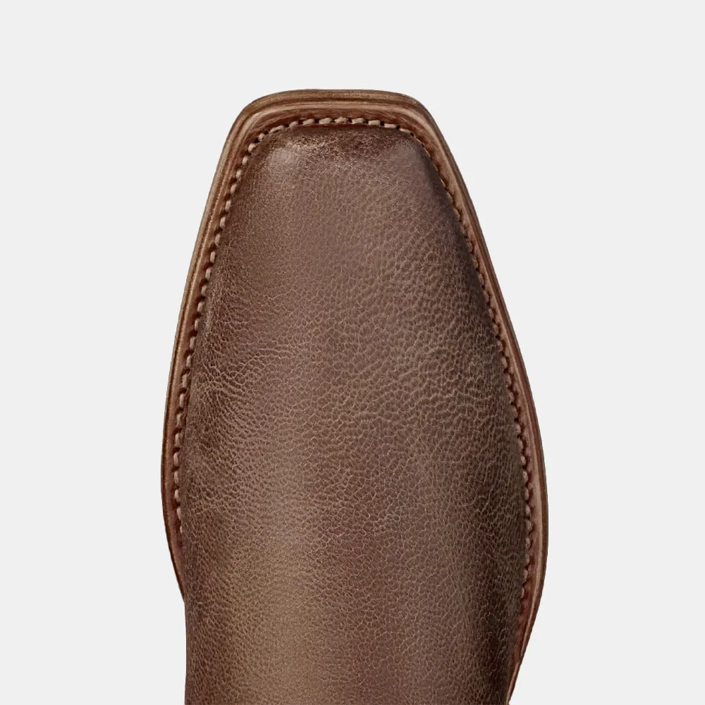 Brown Square Toe Chunky Heel Stitching Cowboy Boots for Women