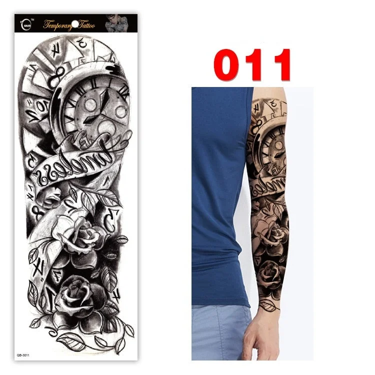 Full Arm Series Temporary Tattoo Full Arm Tattoo Sticker Lasting Waterproof Sweat Flower Arm Full Arm Tattoo Big Picture Sticker