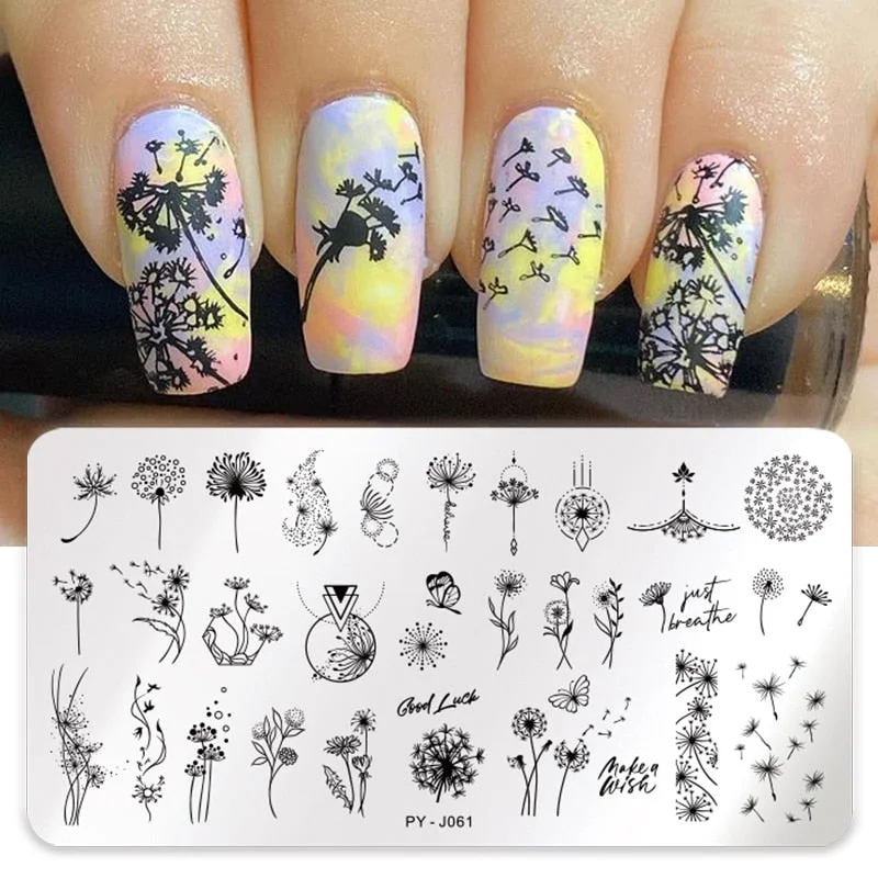 PICT YOU Nail Stamping Plates Flower Characters Pattern Nail Art Plate Stencil Line Pictures Christmas Theme Image Plates Mold