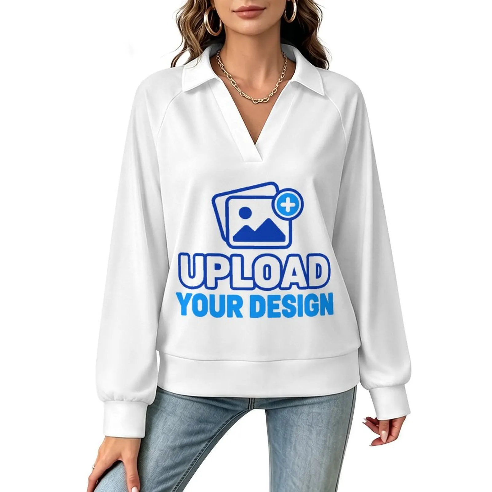 Long-Sleeve V-Neck Sweatshirt &ndash; personalized print product image 8