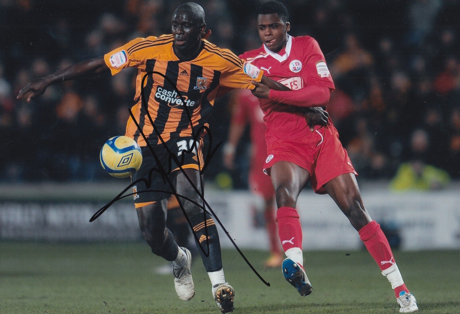 HULL CITY HAND SIGNED SEYI OLOFINJANA 12X8 Photo Poster painting 1.