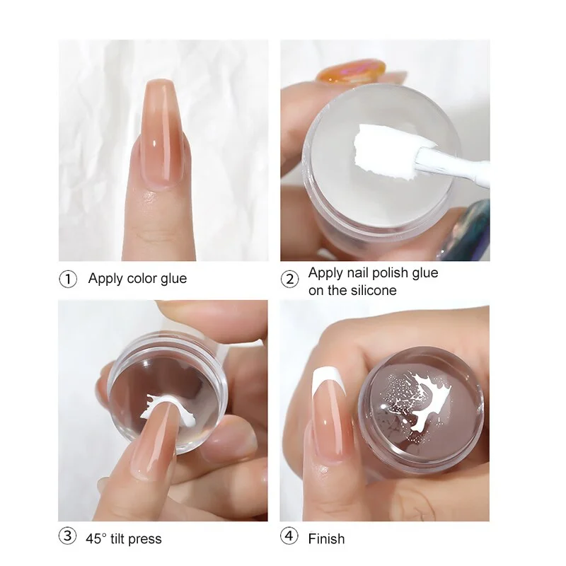 Nail Salon Silicone Transparent Nail Art Stamping Kit French Manicure Plate Stamp Polish Stencil Template Seal Stamper Scraper-Nail Inspo