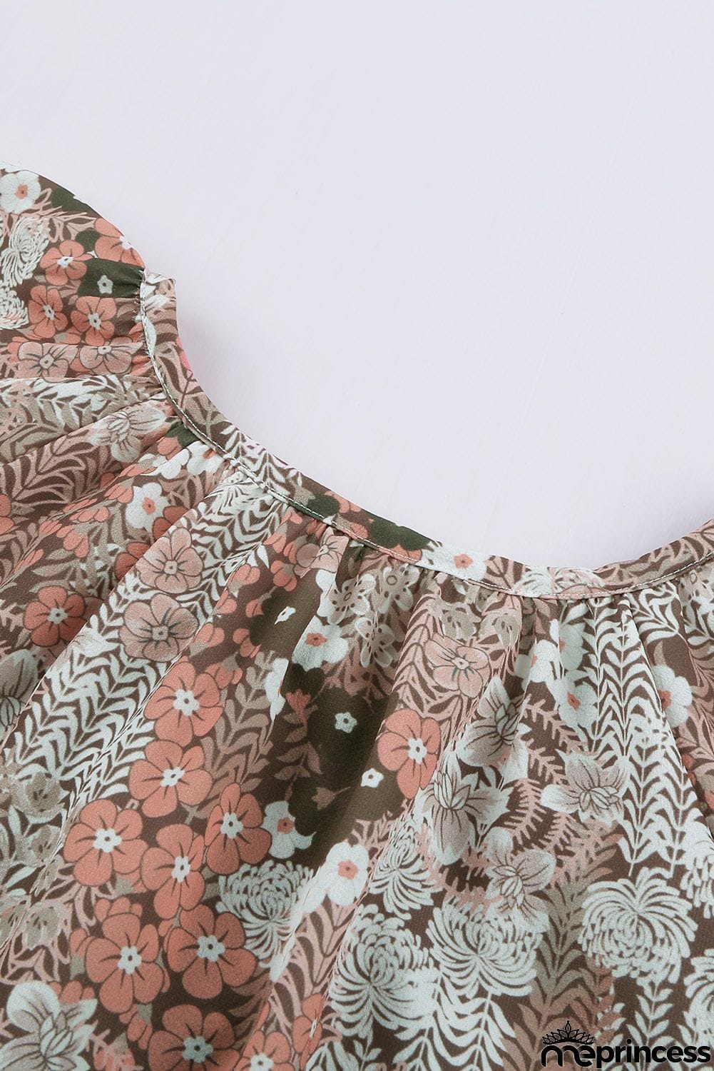 V-neck Short Sleeve Fashion Print Fantasy Fluttering Blouse