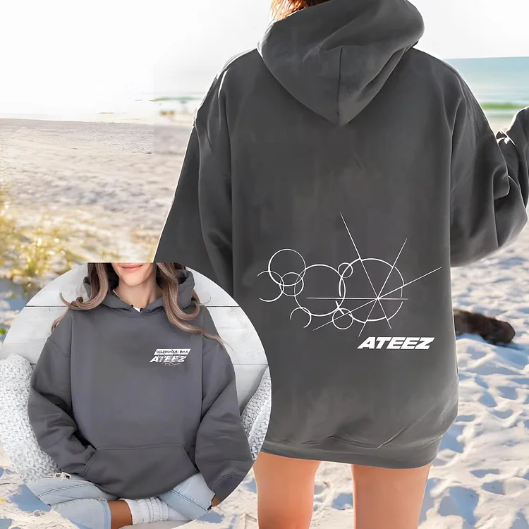 Ateez Golden Hour Part 4 Grey Simple Hoodie