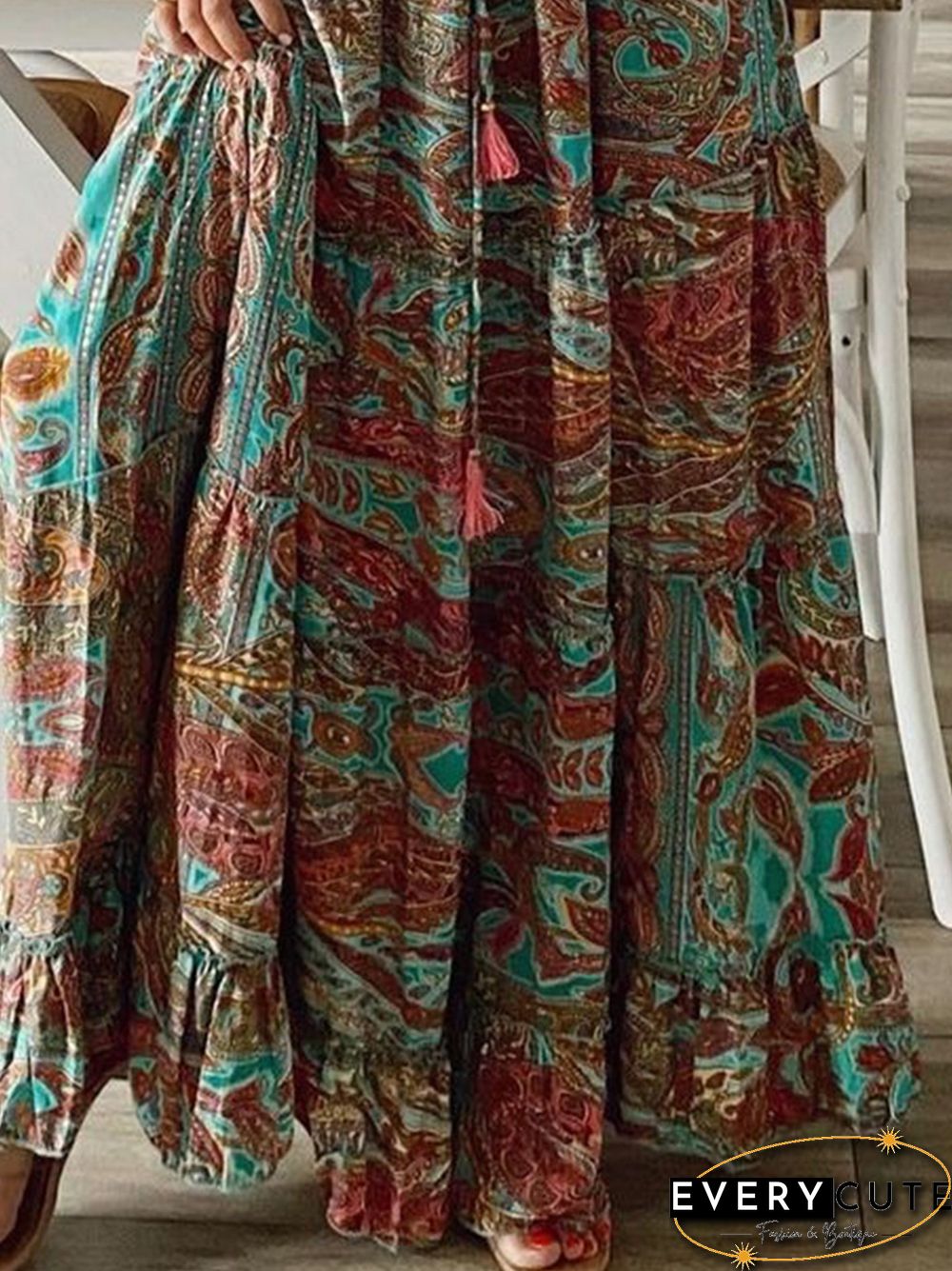 New Women Chic Plus Size Vintage Boho Hippie Shift Holiday Floral 3/4 Sleeve Weaving Dress