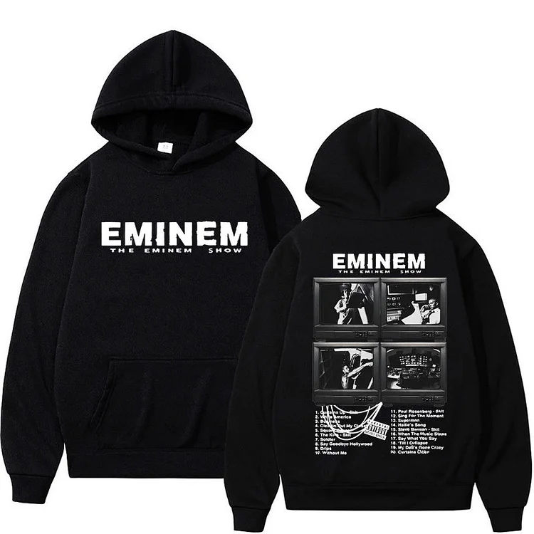 Rapper Eminem Music Album Hoodie Hip Hop Oversized Sweatshirt Streetwear at Hiphopee