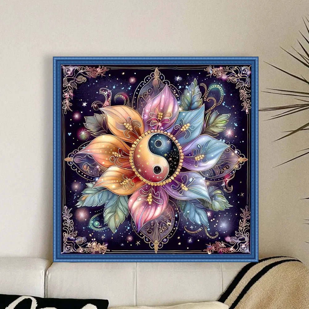 11CT Full Counted Cross Stitch - Tai Chi Flower(Canvas|50*50CM)