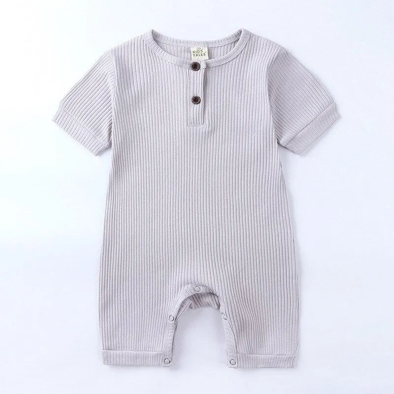 2021 Summer Newborn Baby Romper Soild Color Baby Clothes Girl Rompers Cotton Short Sleeve O-neck Infant Boys Romper 0-24 Months