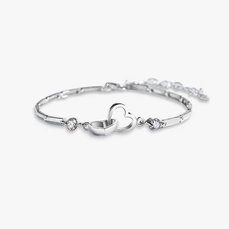 For Love - S925 Distance and Time Will Never Break us Apart Heart to Heart Bracelet