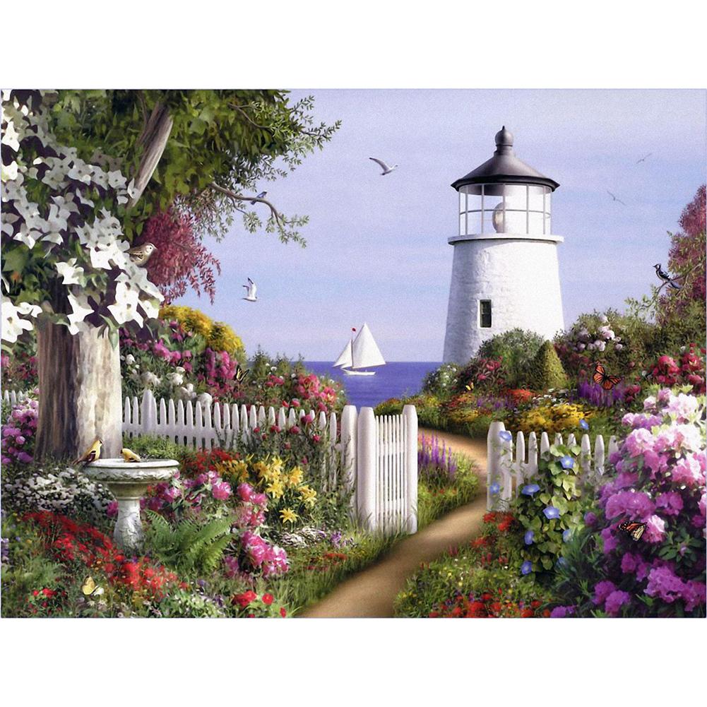 

40*30CM-Round Drill Diamond Painting-Lighthouse Garden, 501 Original