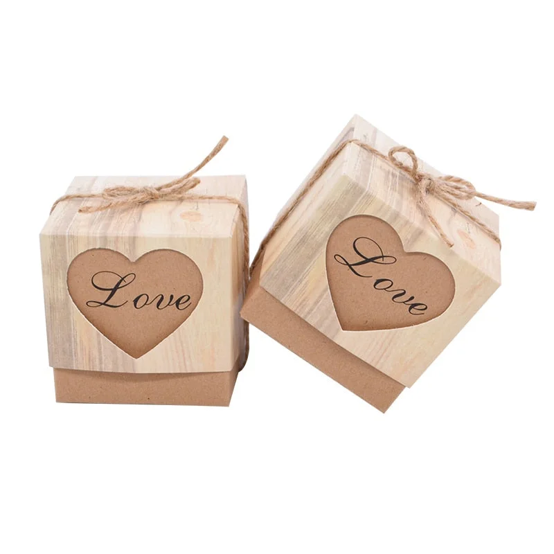 10pcs Kraft Paper Candy Gift Box Love Heart Crown Gifts Bags Party Favors For Guests Wedding Baby Shower Birthday Decoration
