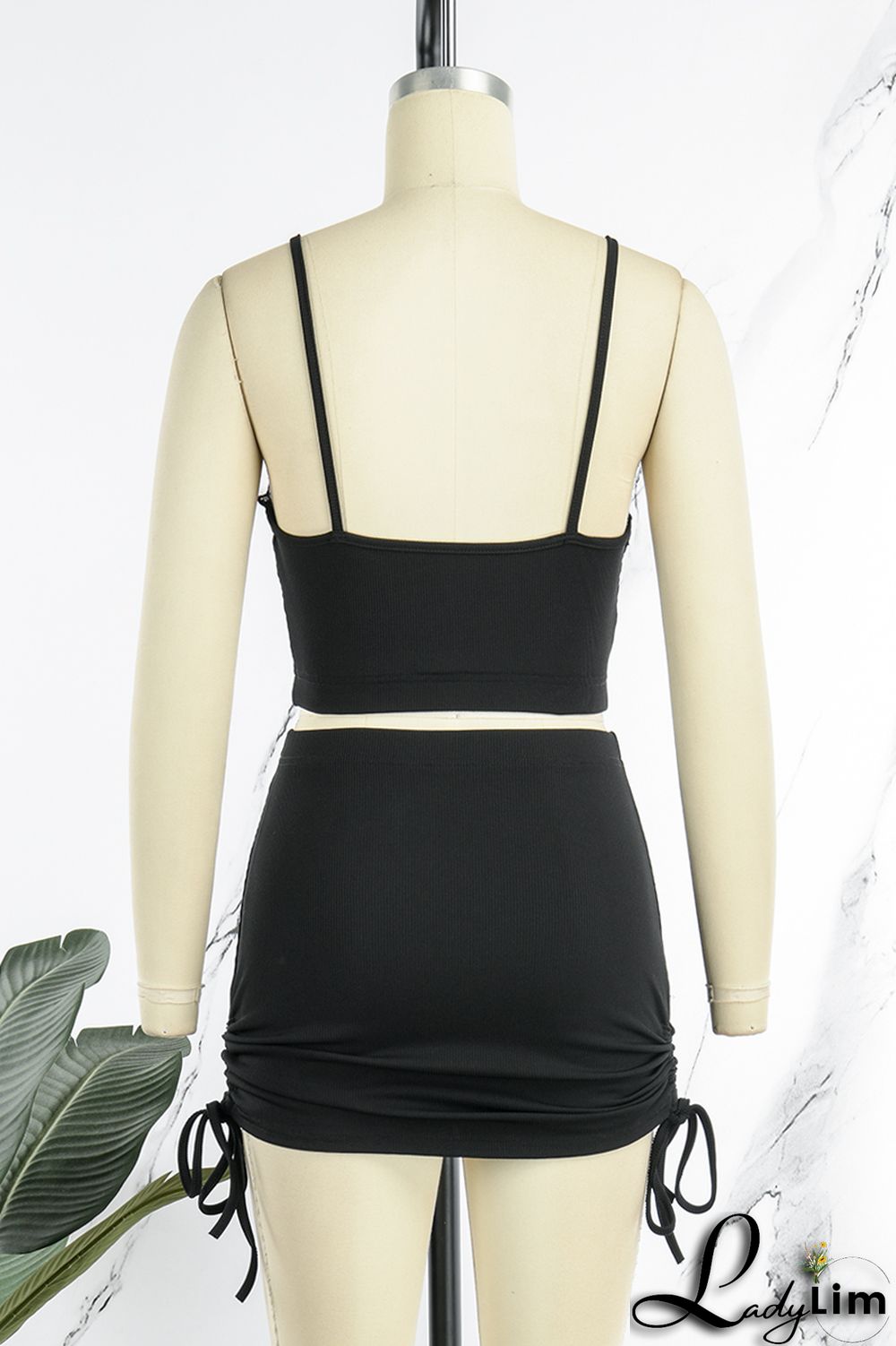 Burgundy Sexy Casual Solid Backless Spaghetti Strap Sleeveless Two Pieces