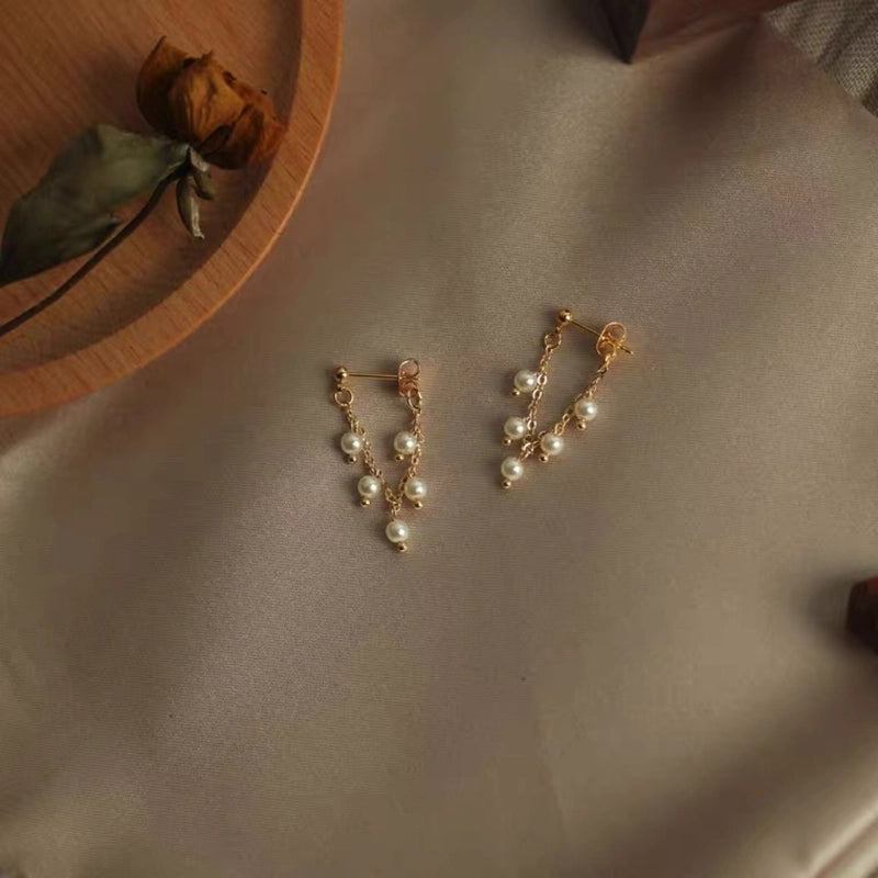 1 Pair Freshwater Pearl Solid Color Earrings