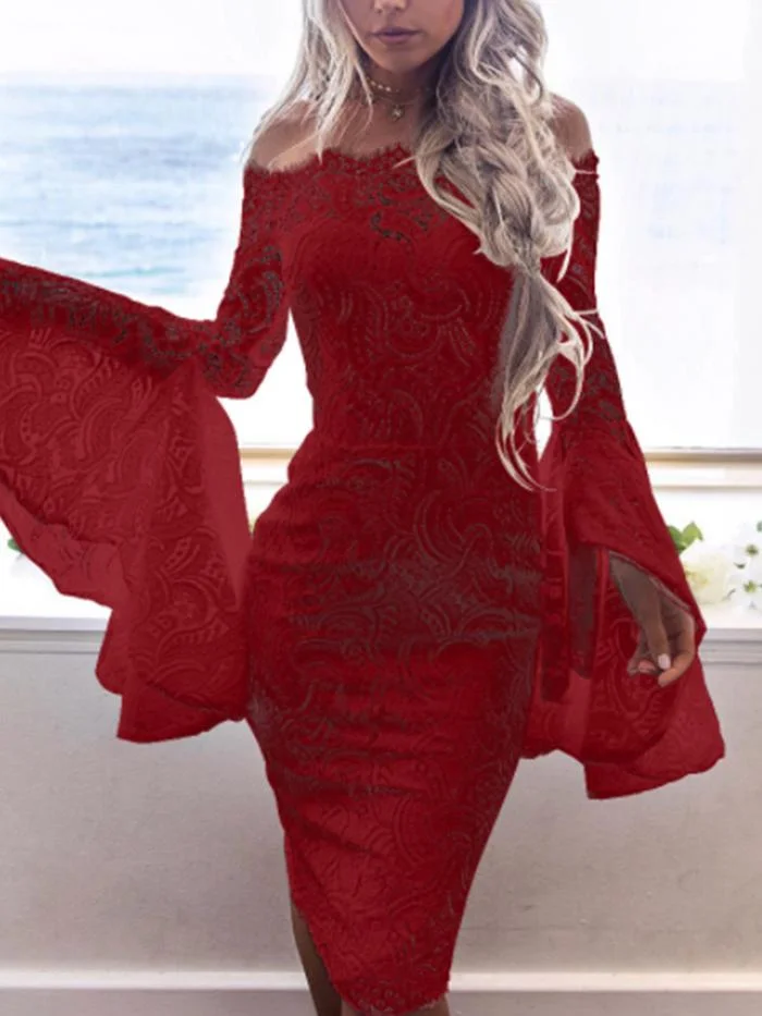 Off Shoulder Lace Elegant Dress