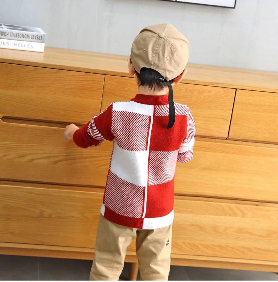 INS HOT Baby boys sweater 2-7 years old online celebrity children's sweater Chest pocket stripes boy clothes toddler sweater