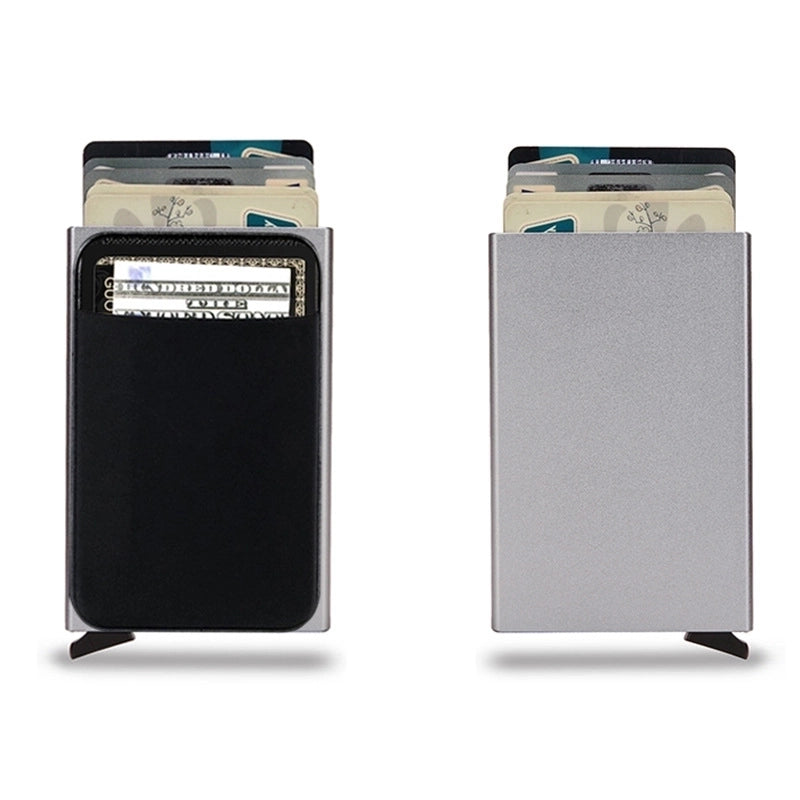 Men’s Solid Color Cloth Aluminium Alloy Open Card Holder