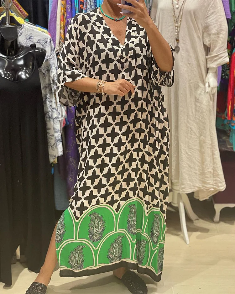 Positioning Printed Short Sleeve Dress
