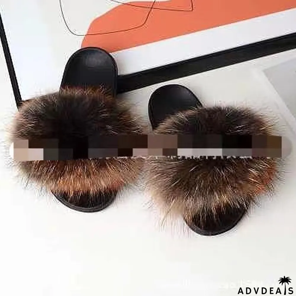 Furry Slippers Flat Half-drag Slippers