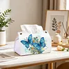 Blue Butterfly DIY PU Diamond Painting Tissue Box Kit Desktop Tissue Holder with Rhinestone Diamond Desk Decorative Tissue Box for Adults Desktop Storage Organizer