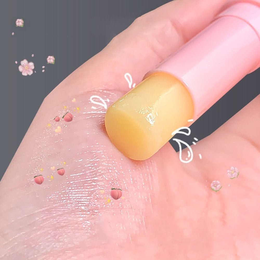 1PC Natural Peach Lip Balm Longlasting Moisturizing Lipstick Temperature Change Color Lipstick