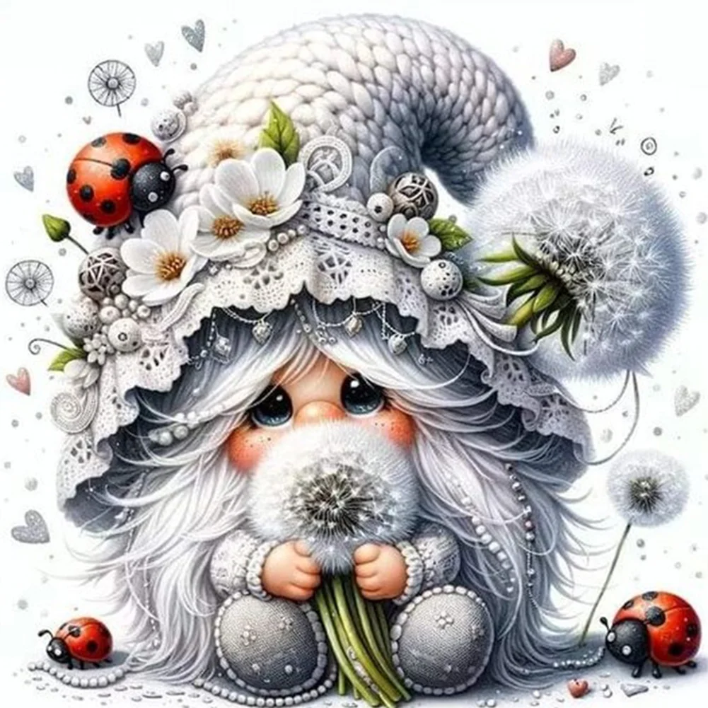 11CT Full Stamped Cross Stitch - Dryad Gnome & Dandelion(Canvas|50*50CM)