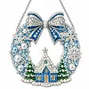 DIY Special Shaped Diamond Painting Wreath, Double-Sided Printing Christmas Wreath Hanging with LED Light Decor Kit 