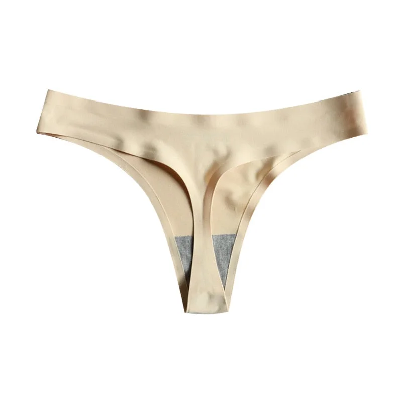 Thong Women's Panties Seamless Silk Underwear T-back Sexy  Lingerie Ladies Low-Rise G String Comfortable Underpants