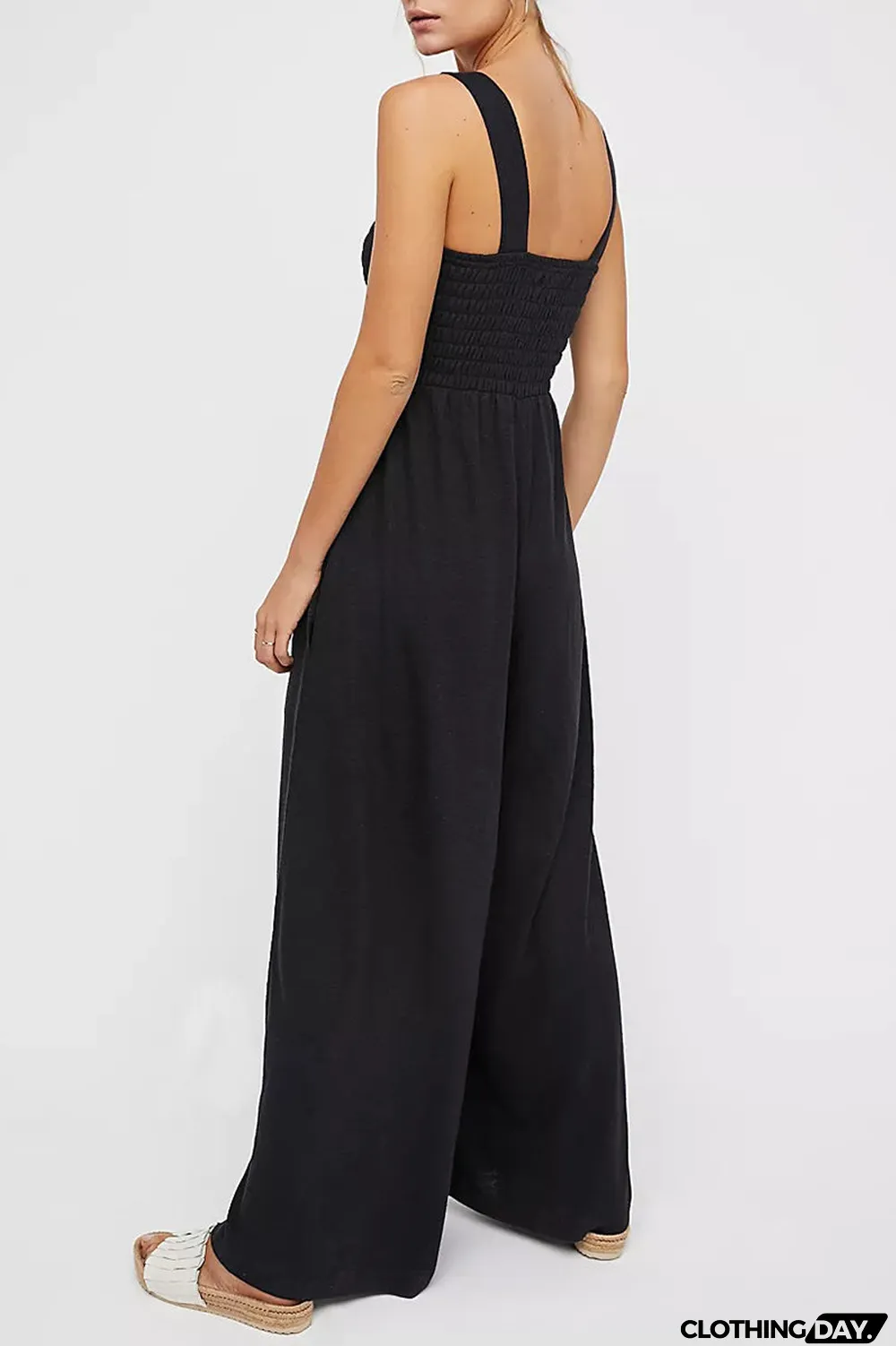 Casual Simplicity Solid Pocket Loose Jumpsuits
