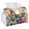 Garden Butterfly DIY PU Diamond Painting Tissue Box Kit Desktop Tissue Holder with Rhinestone Diamond Desk Decorative Tissue Box for Adults Desktop Storage Organizer