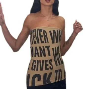 Uveng Uveng New Women's Wear Strapless Sleeveless Letter Street Fashion Personality Package Hip Dress Women