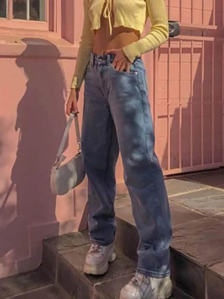 Brownm High Rise Washed Boyfriend Jeans