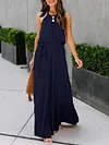 Simple Backless Halterneck Maxi Dress
